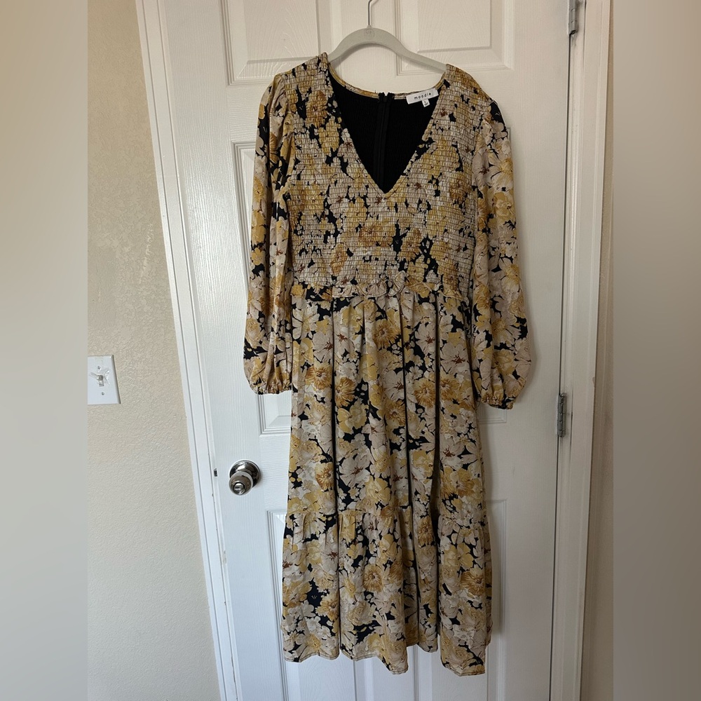 Floral Maxi Dress - Black and Gold